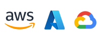 AWS, Azure, GCP logos