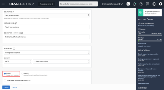 Oracle Analytics Cloudインスタンスを作成する方法