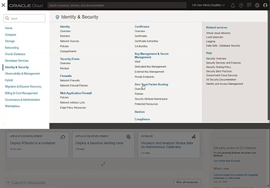 Image of Identity & Security window