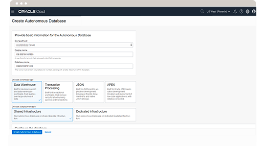 How to create an Oracle Autonomous Database