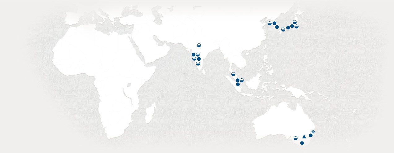 Mappa che mostra le posizioni dei data center Oracle in APAC