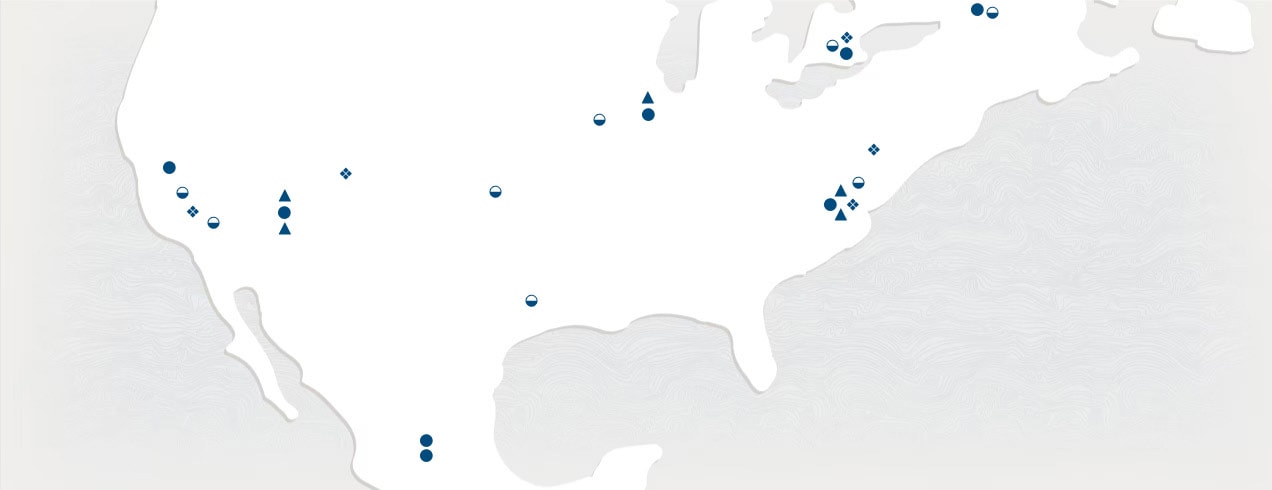 Mappa che mostra le posizioni dei data center Oracle nel Nord America