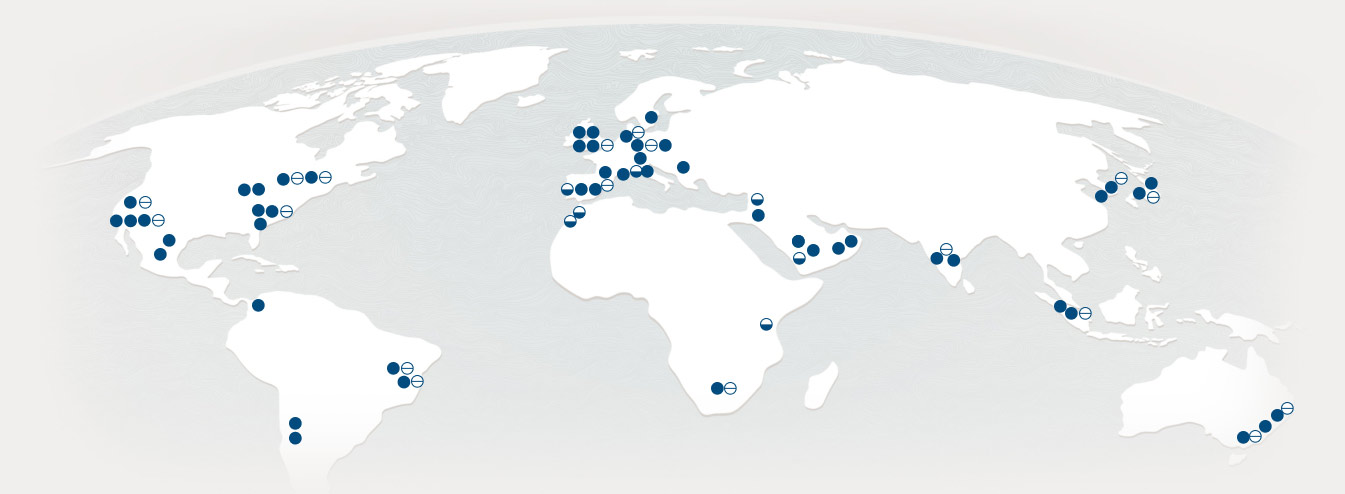 Global distributionsmappning för Oracle Cloud-datacenter, mer information nedan