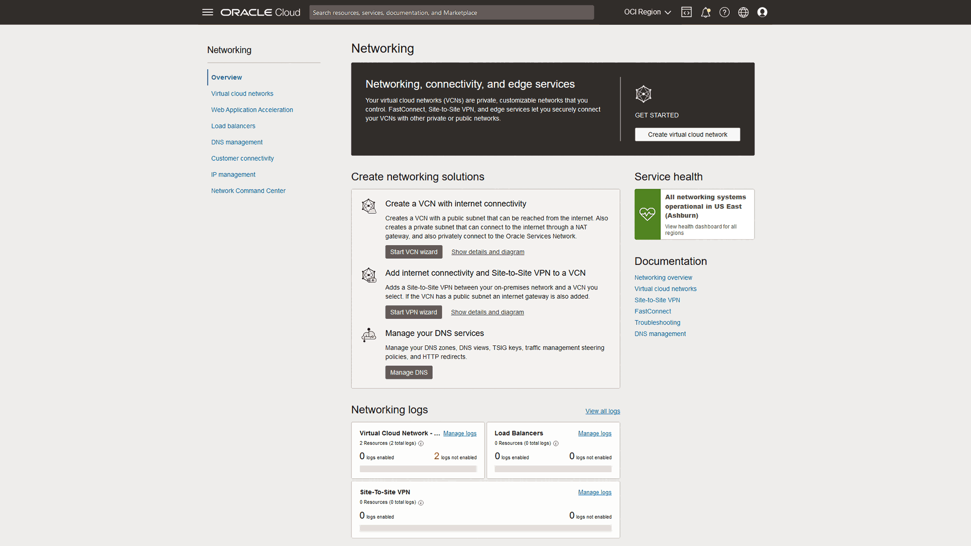 Networking overview view