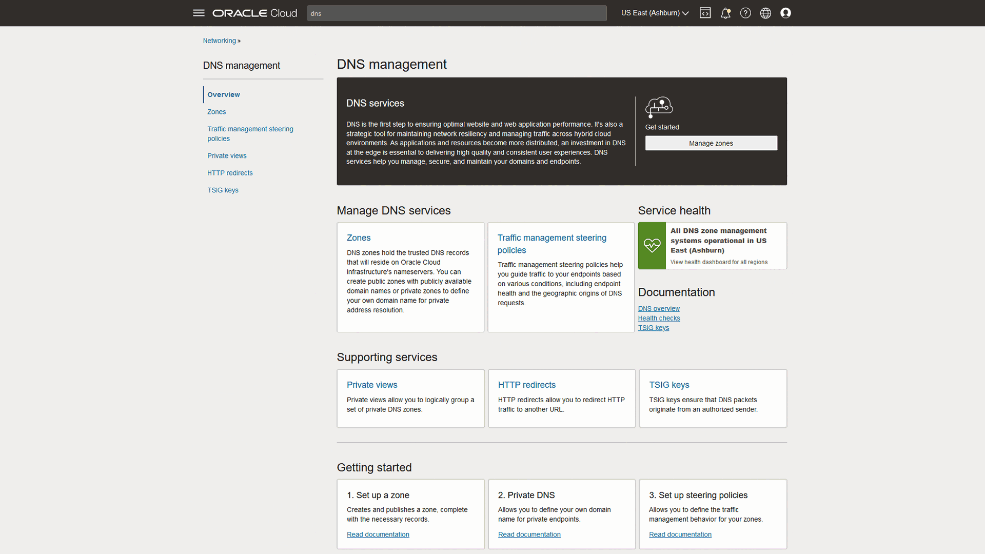 DNS management view