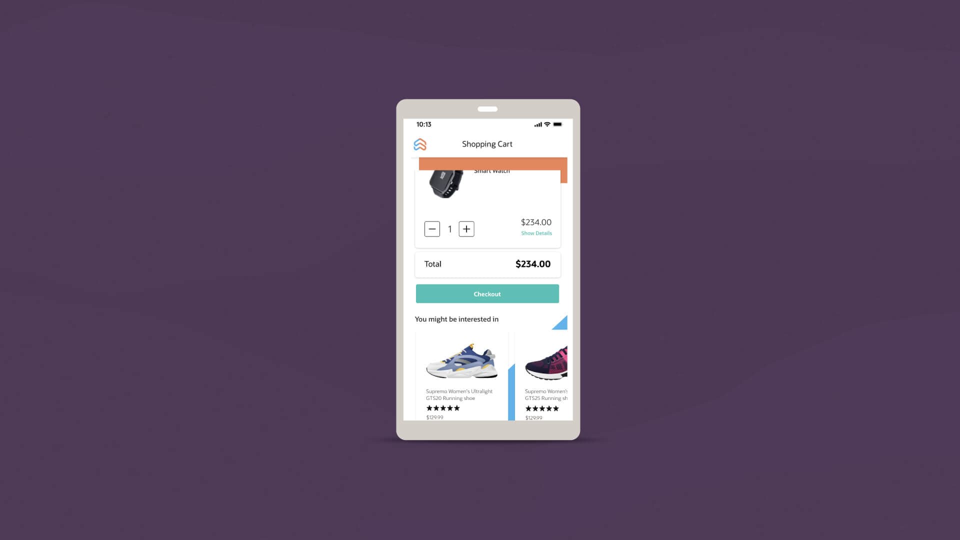 Sample shopper cart on mobile device