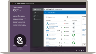 Recorrido de producto de Oracle Intelligent Advisor