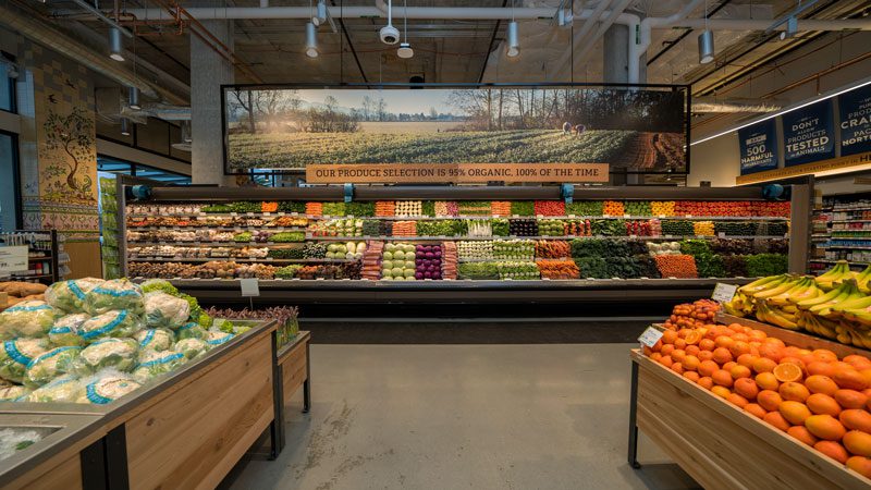 Kirkland PCC produce department with lights dimmed