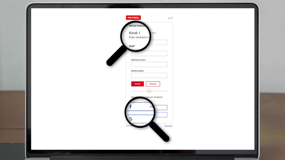 Registracija v uporabniški program Moj Petrol