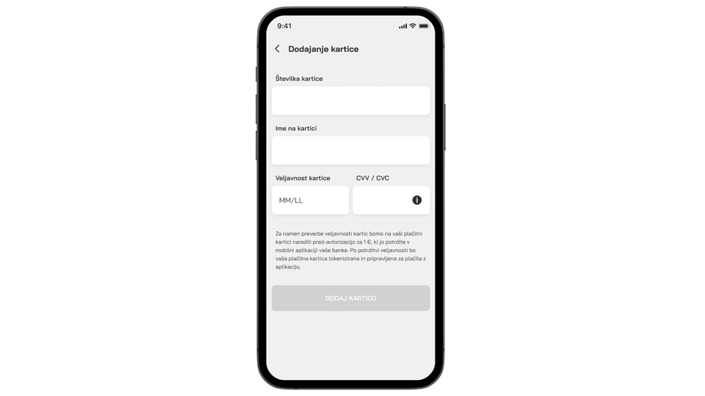 3. Vpišite podatke o svoji plačilni kartici