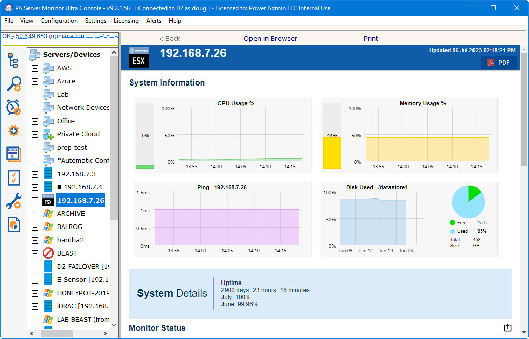 PA Server Monitor preview