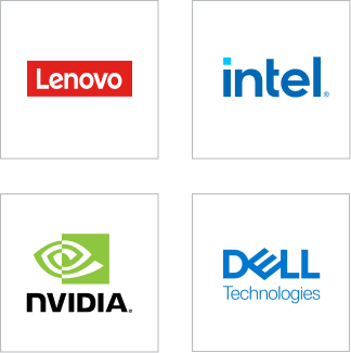 Logotipos dos parceiros: Lenovo, intel, NVIDIA, Dell