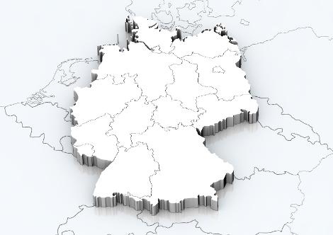 Deustchlandkarte mit Bundesländer-Grenzen. Quelle: © crevis / Fotolia