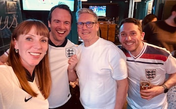 Sir Keir Starmer watching England vs Serbia at Euro 2024