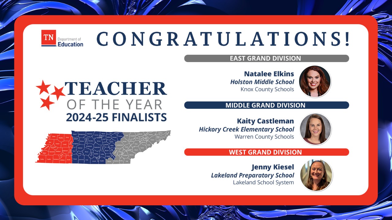 2024-25 Tennessee Teacher of the Year Grand Division Finalists