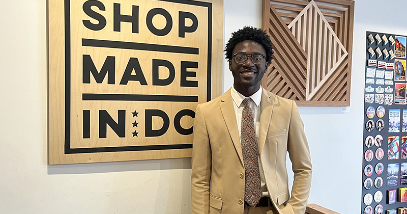 UD student Ebenezer Antwi, going into his junior year studying operations management, worked with Shop Made in DC, which promotes local artisans and manufacturers, in his summer 2024 internship.