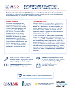 Developmental Evaluation Pilot Activity (DEPA-MERL) Fact Sheet