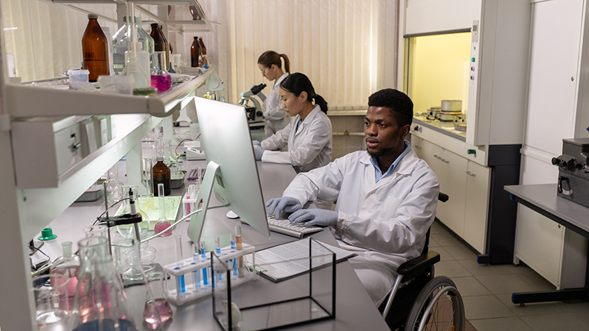 A group of people in a lab