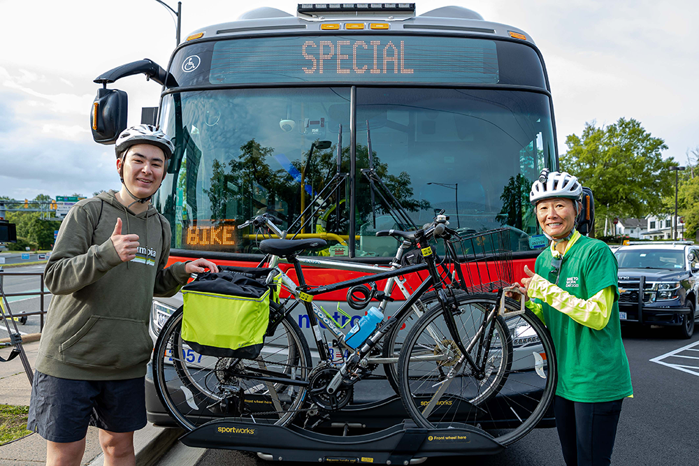 Bikes and Riders in front of Metrobus