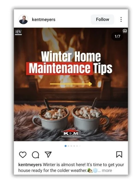 October content ideas - Instagram post with home tips for winter.