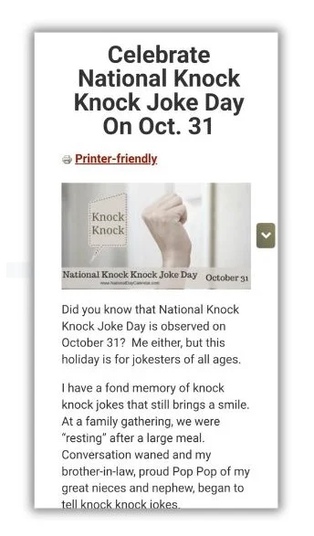 October content ideas - Knock-Knock Day joke blog post.